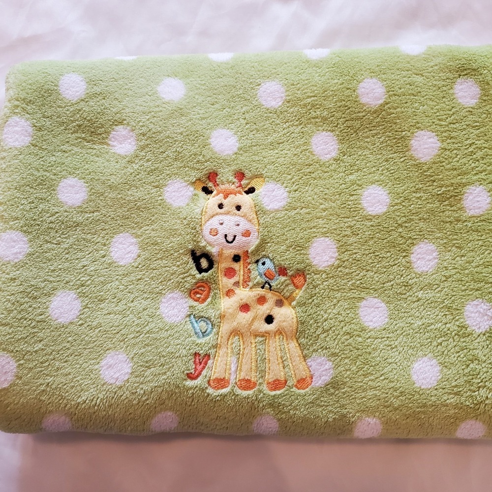 Garanimals Giraffe Baby Blanket‎ Green White Polka Dots Blue Bird Security Lovey